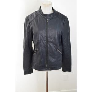 Neiman Marcus Leather Collection Jacket Medium Black Leather Moto Zip